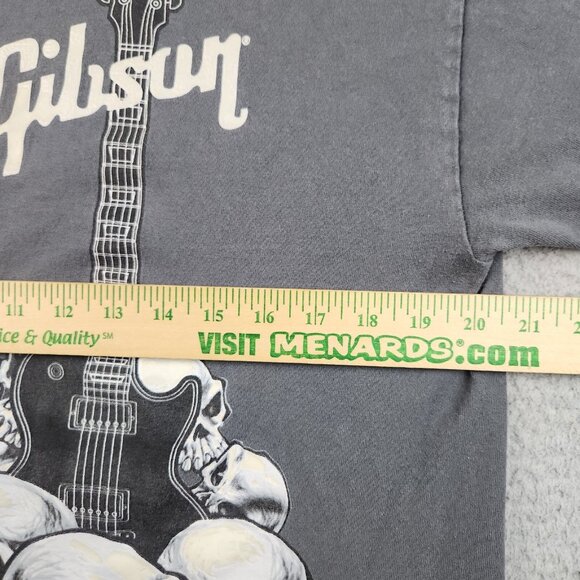 Y2K Gibson Guitar Shirt Men's Large Gray Skull Skeleton Grunge Short Sleeve Rock - Picture 6 of 9